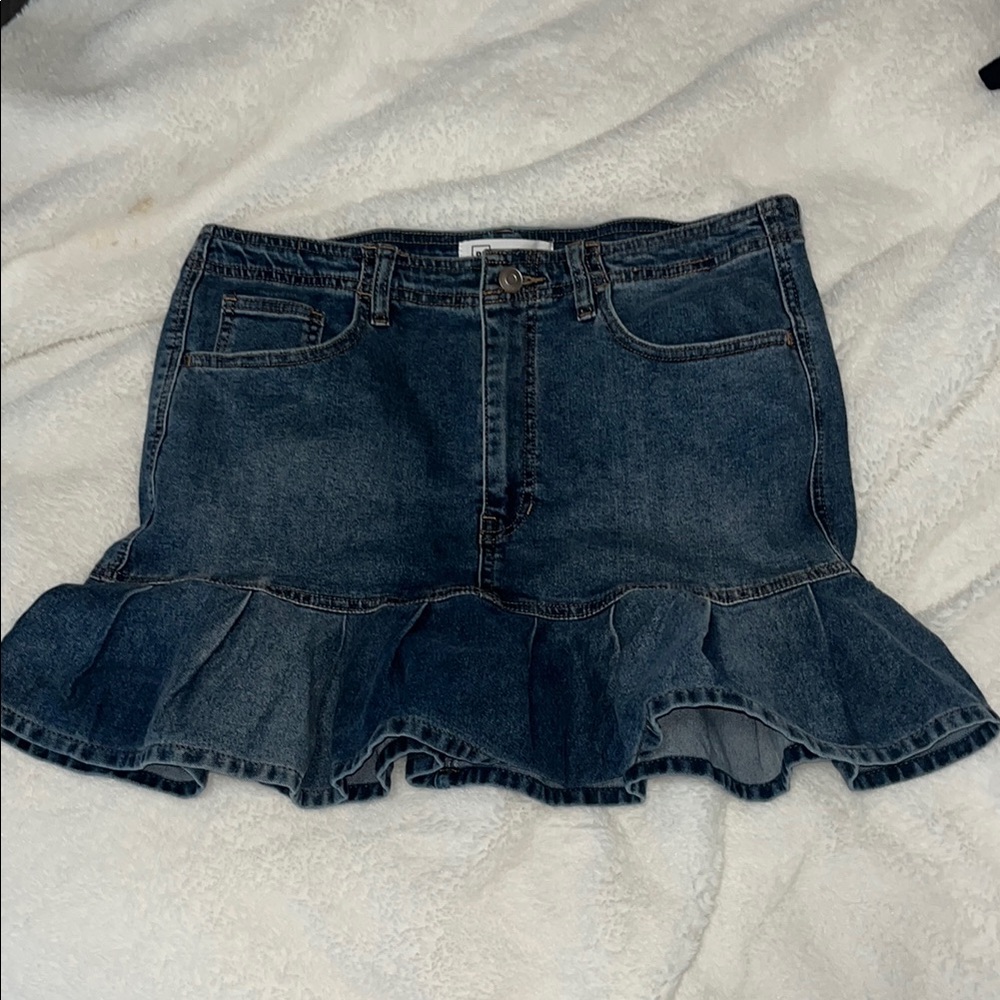 Denim Ruffle Skirt